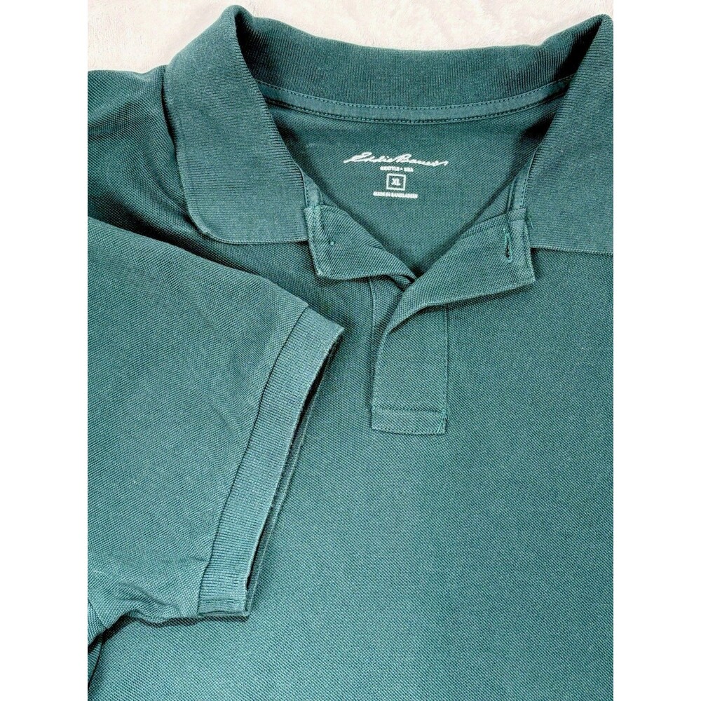 Eddie Bauer Polo Shirt Men's XL Green Short Sleeve Preppy Classic Casual Dad Bod